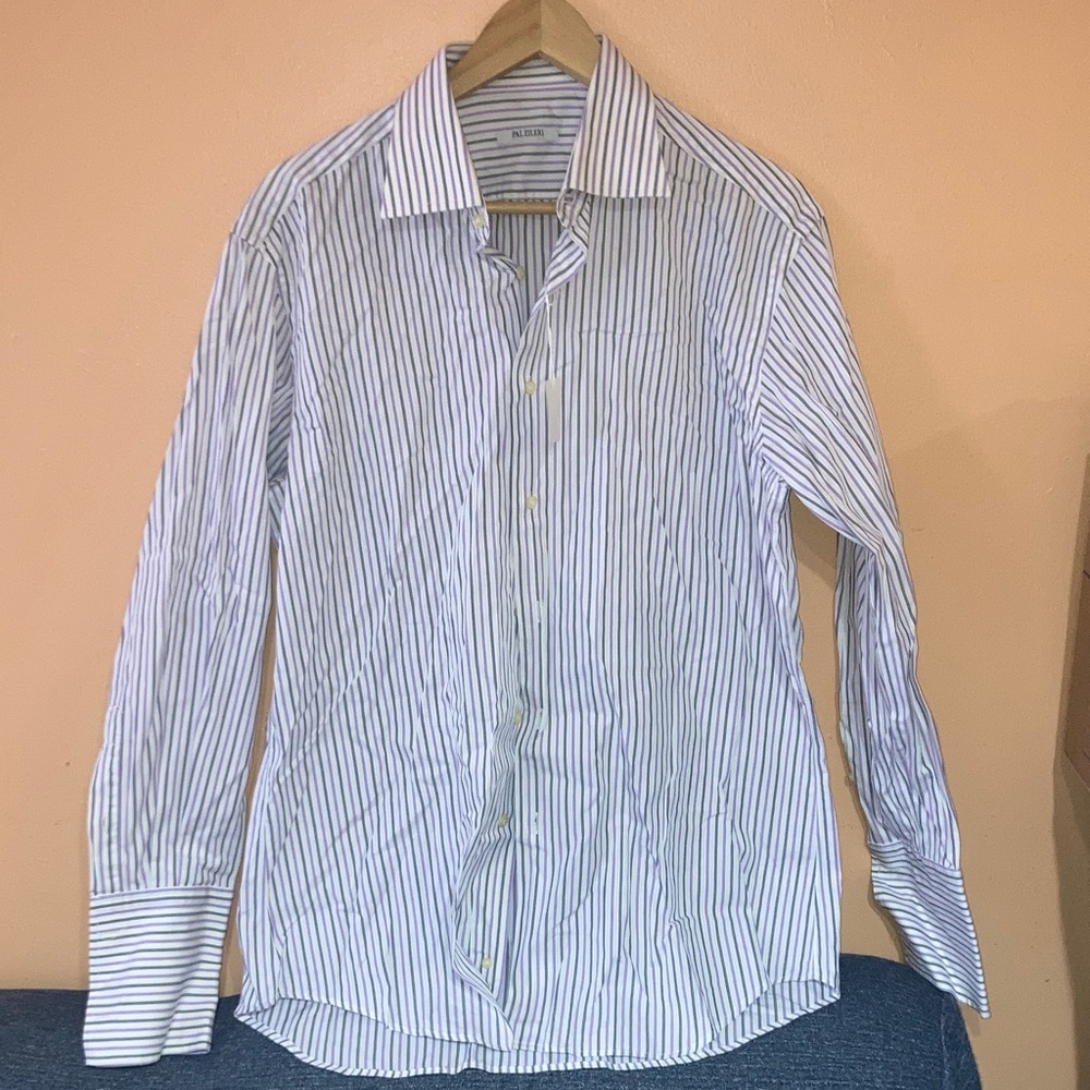Pal Zileri Classic Blue and White Striped Shirt